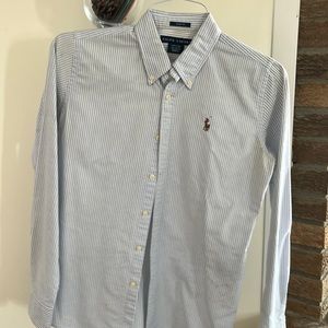 Ralph Lauren Slim Fit light blue striped Size 6
